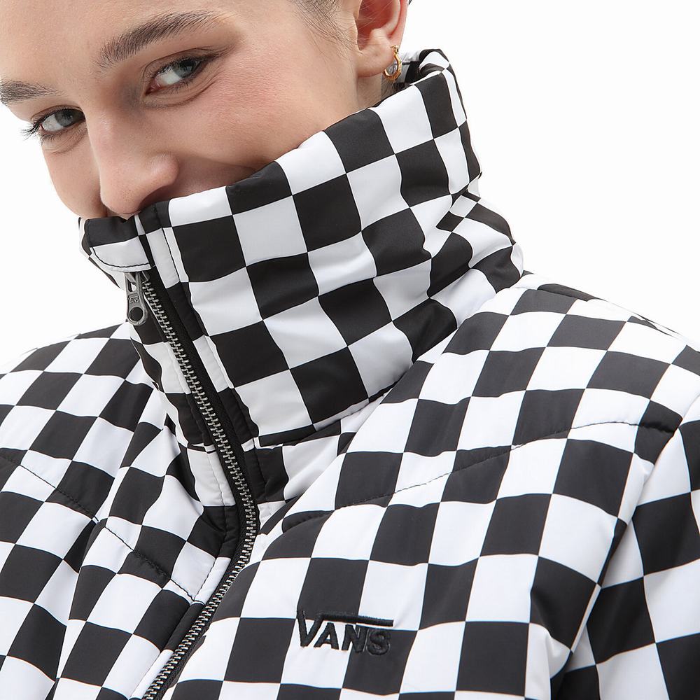 Women's Vans Foundry Print Puff MTE Jackets Black / White | USA26573