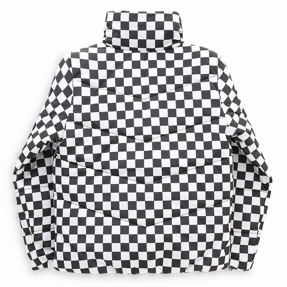 Women's Vans Foundry Print Puff MTE Jackets Black / White | USA26573