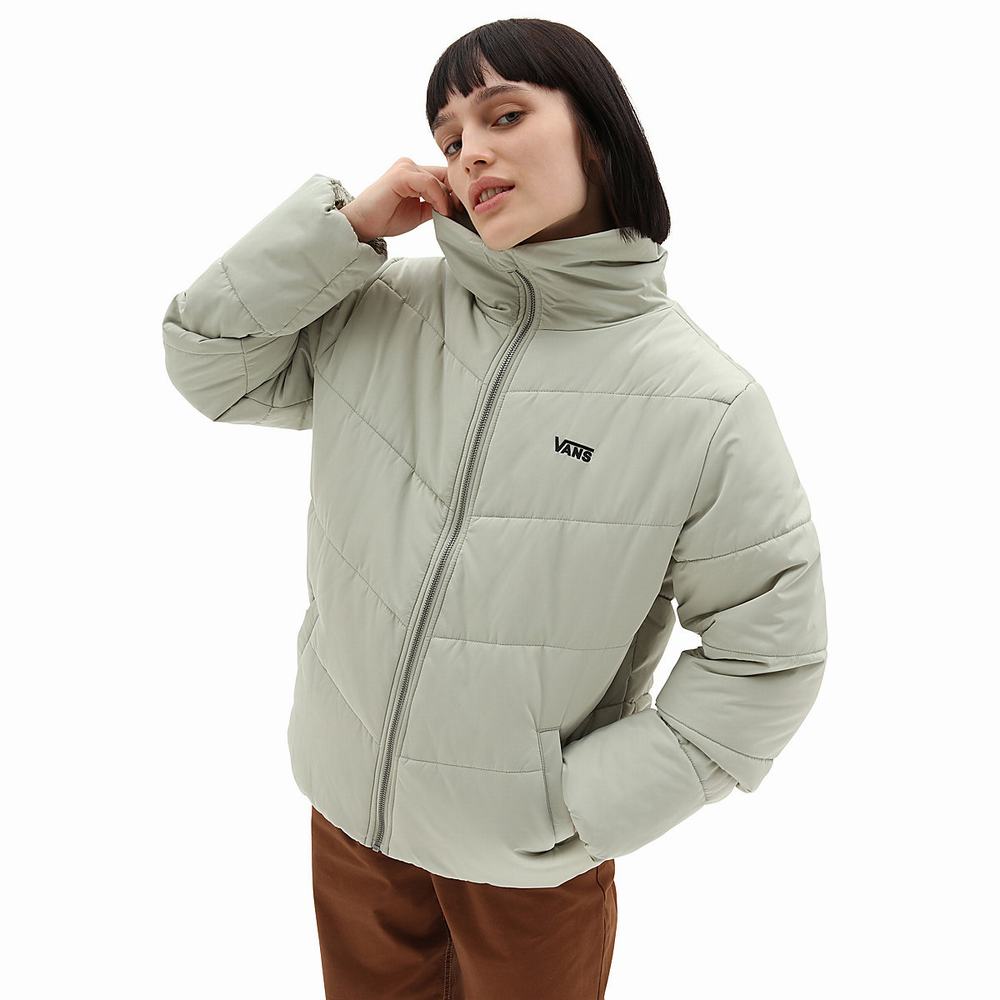 Women\'s Vans Foundry Puffer MTE Jackets Green | USA70369