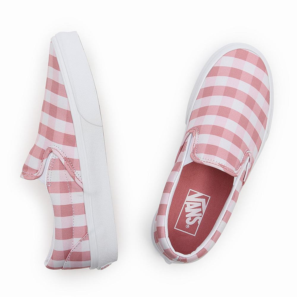 Women's Vans Gingham Classic Slip On Shoes Pink | USA09514