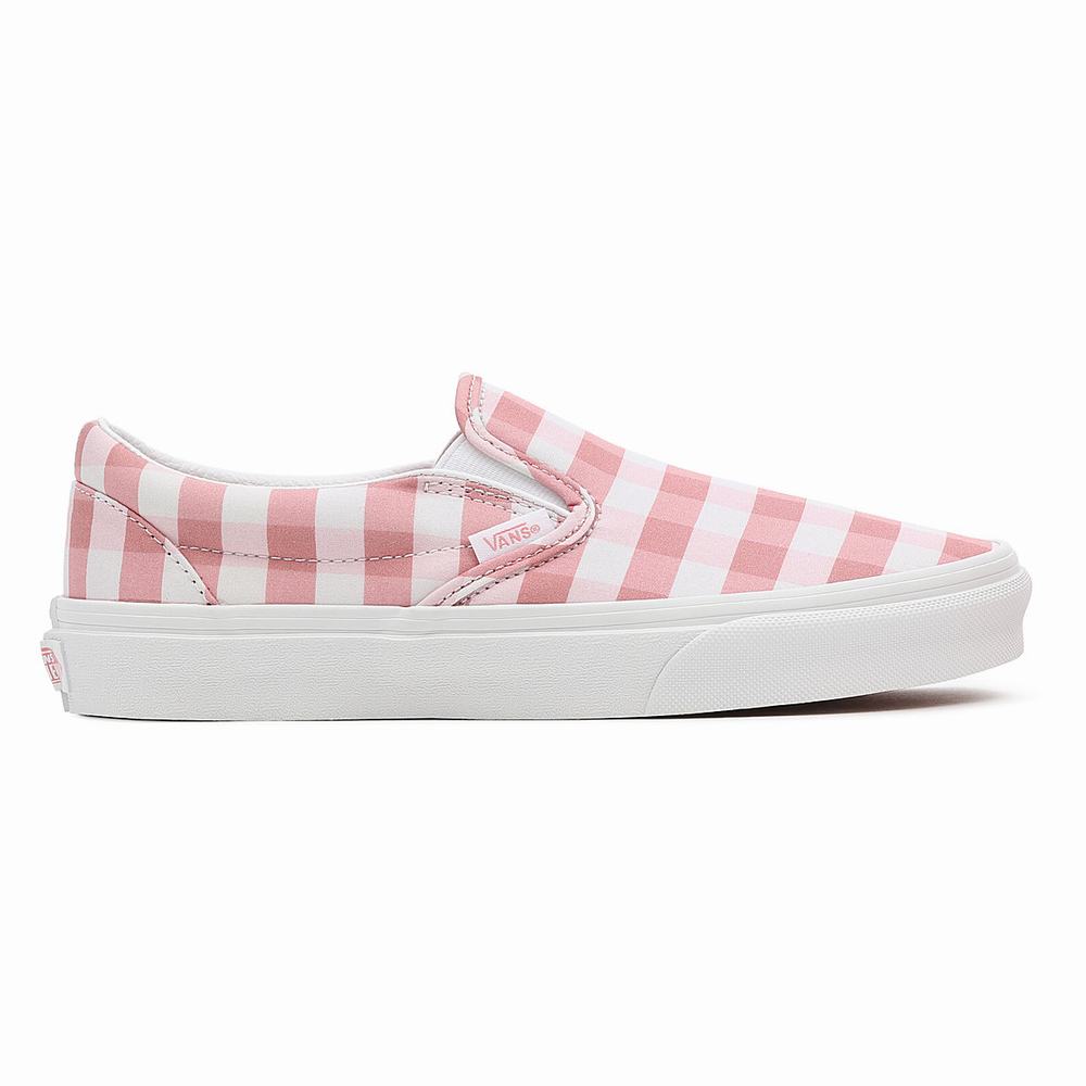 Women's Vans Gingham Classic Slip On Shoes Pink | USA09514