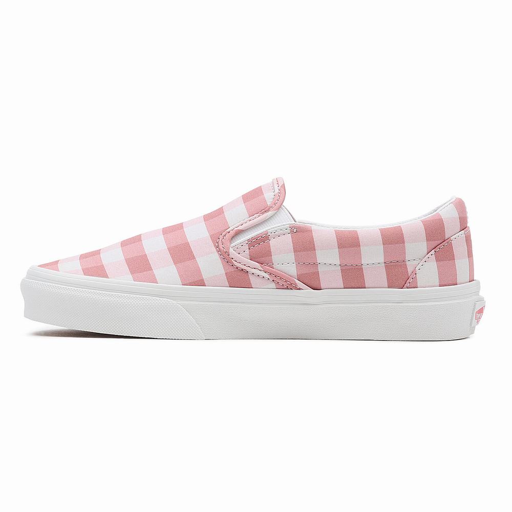 Women's Vans Gingham Classic Slip On Shoes Pink | USA09514