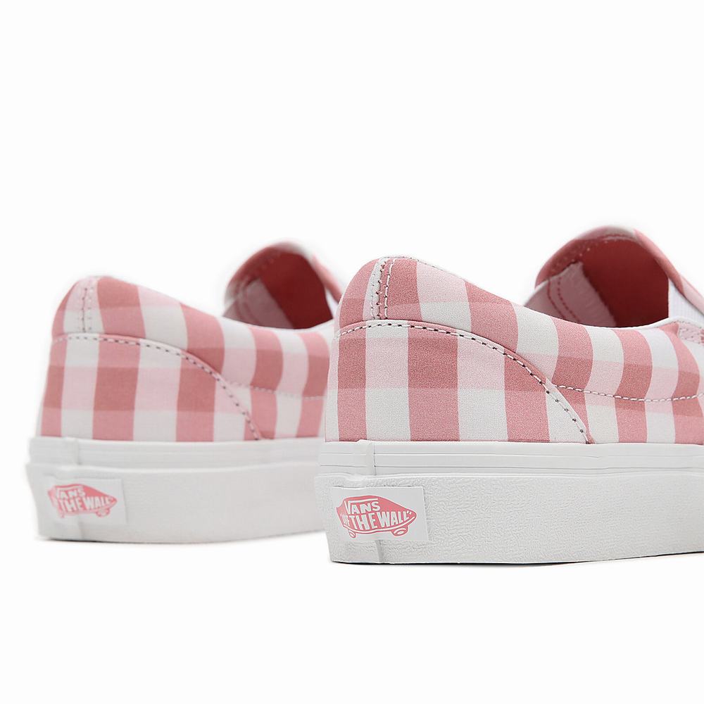 Women's Vans Gingham Classic Slip On Shoes Pink | USA09514