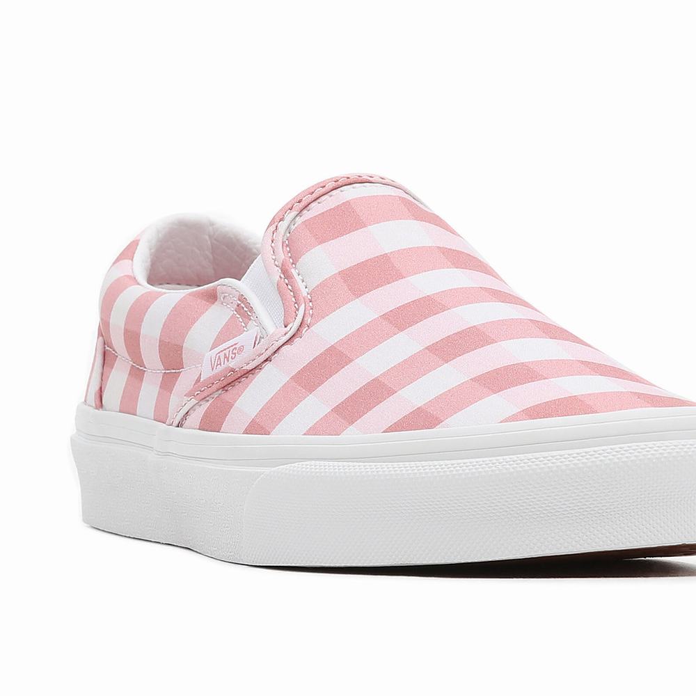 Women's Vans Gingham Classic Slip On Shoes Pink | USA09514