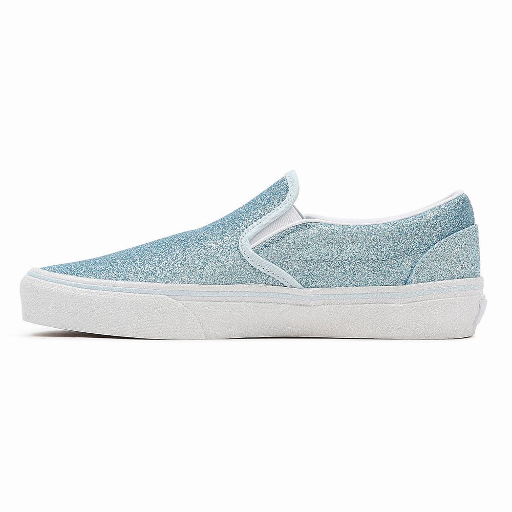 Women's Vans Glitter Classic Slip On Shoes Blue | USA72810