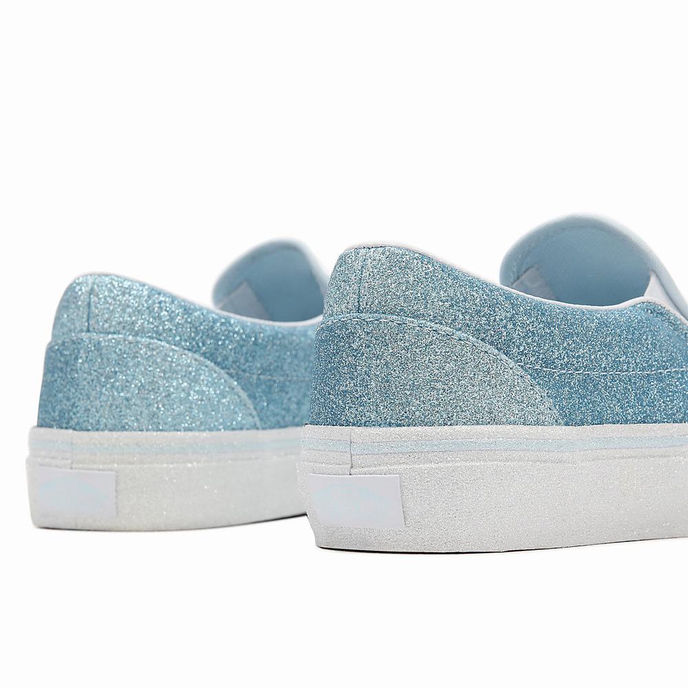 Women's Vans Glitter Classic Slip On Shoes Blue | USA72810