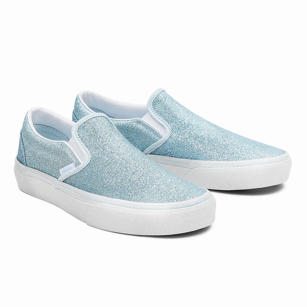 Women\'s Vans Glitter Classic Slip On Shoes Blue | USA72810