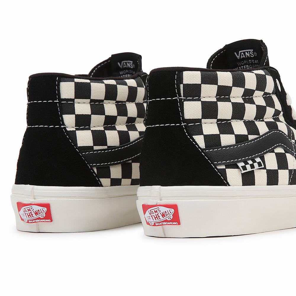 Women's Vans Grosso Mid Skate Shoes Black / White | USA93715