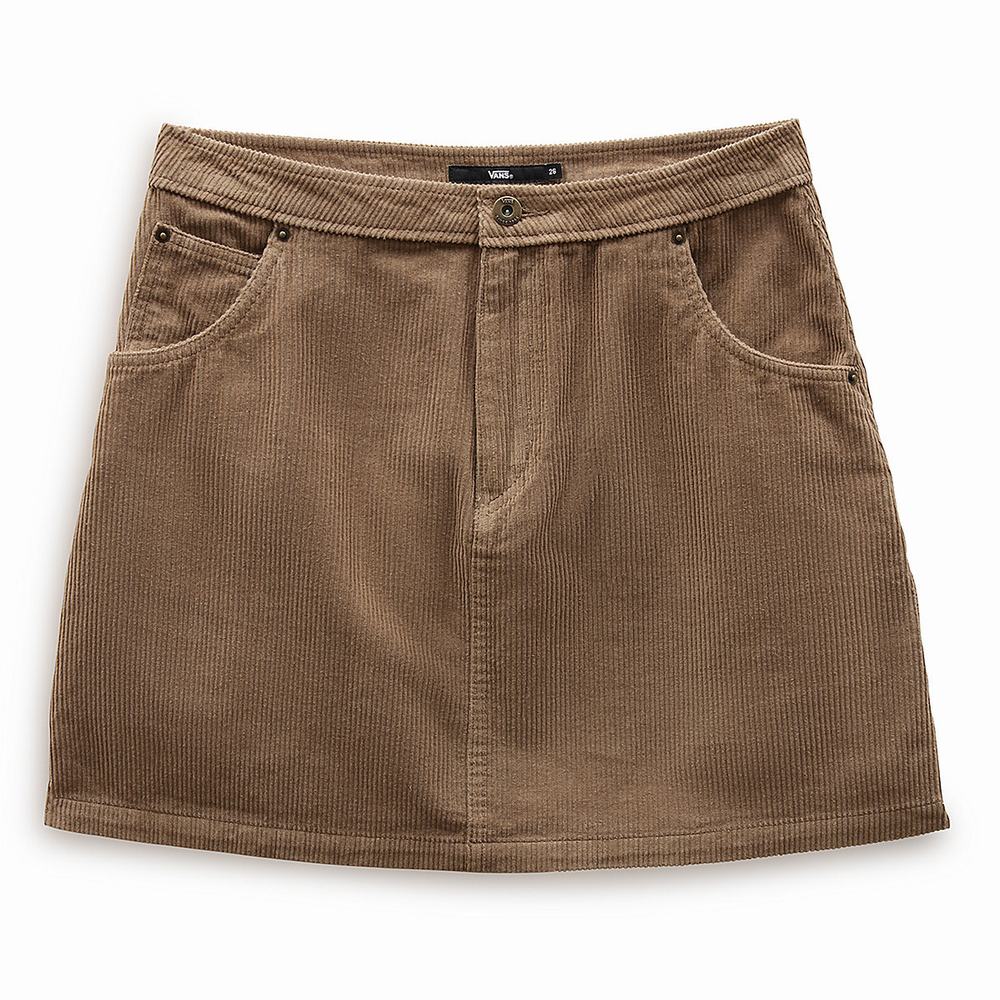 Women's Vans Ground Work Cord Mini Skirts Brown | USA62538