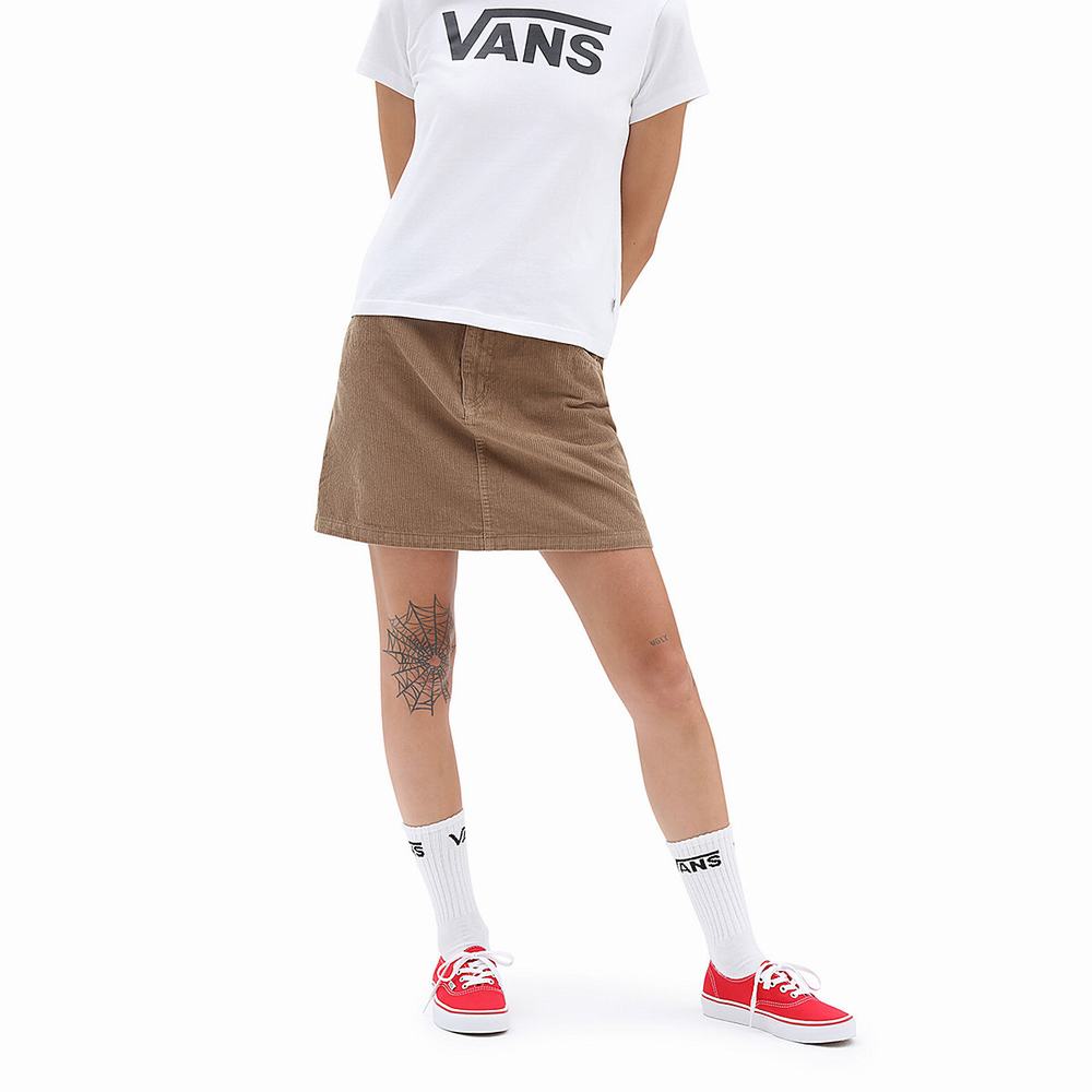 Women\'s Vans Ground Work Cord Mini Skirts Brown | USA62538