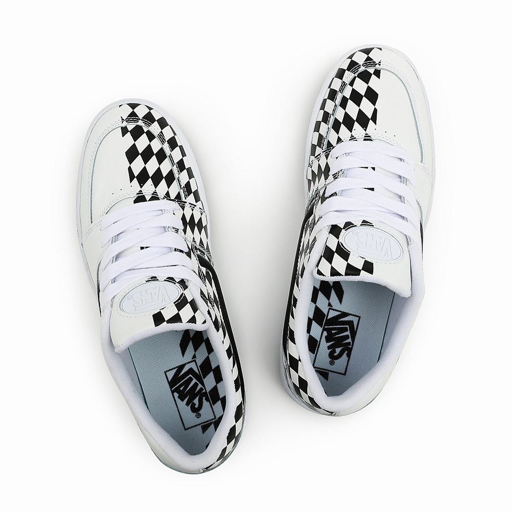 Women's Vans Half Checkerboard Fairlane Low Top Shoes Black / White | USA39816