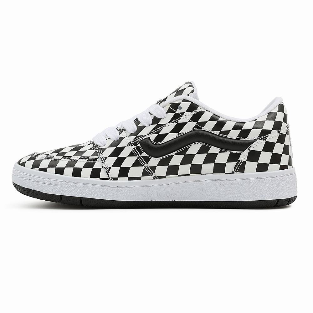 Women's Vans Half Checkerboard Fairlane Low Top Shoes Black / White | USA39816