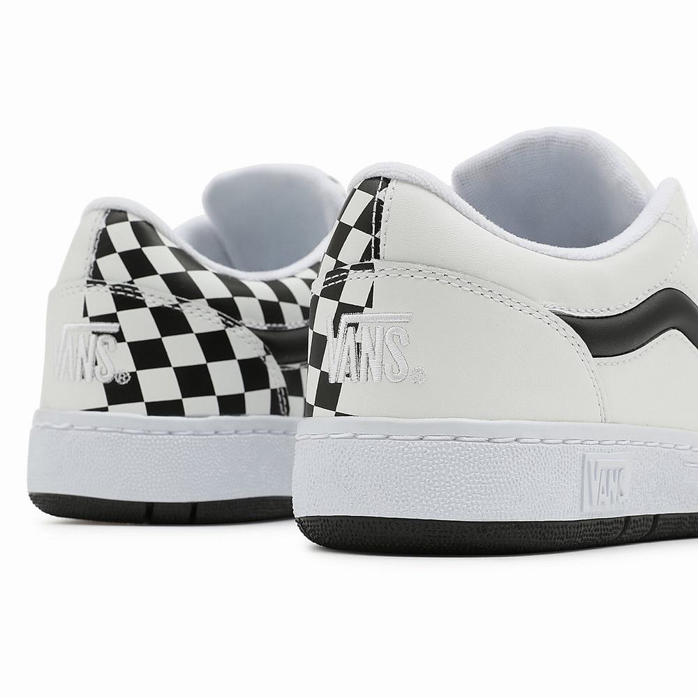 Women's Vans Half Checkerboard Fairlane Low Top Shoes Black / White | USA39816