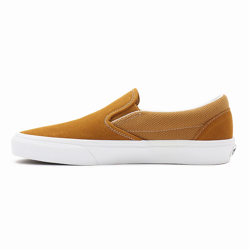 Women's Vans Heavy Textures Classic Slip On Shoes Brown | USA08159