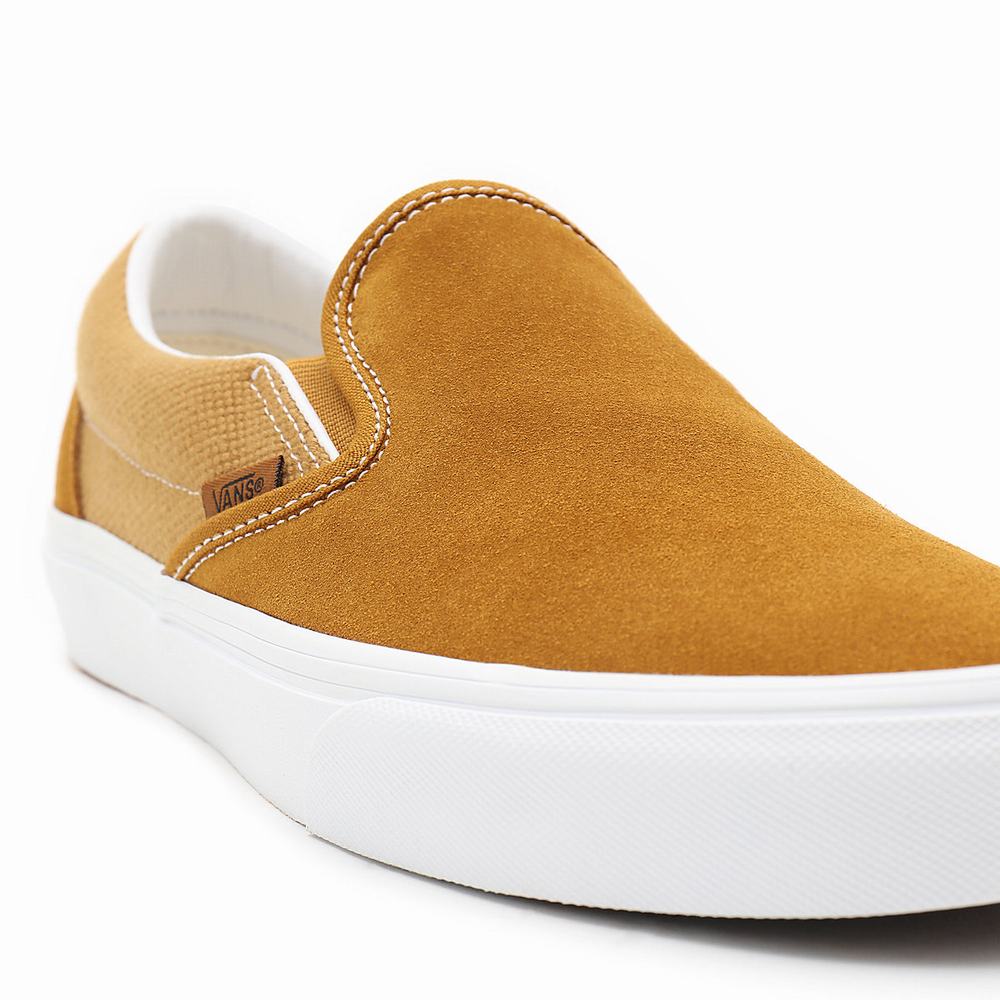 Women's Vans Heavy Textures Classic Slip On Shoes Brown | USA08159