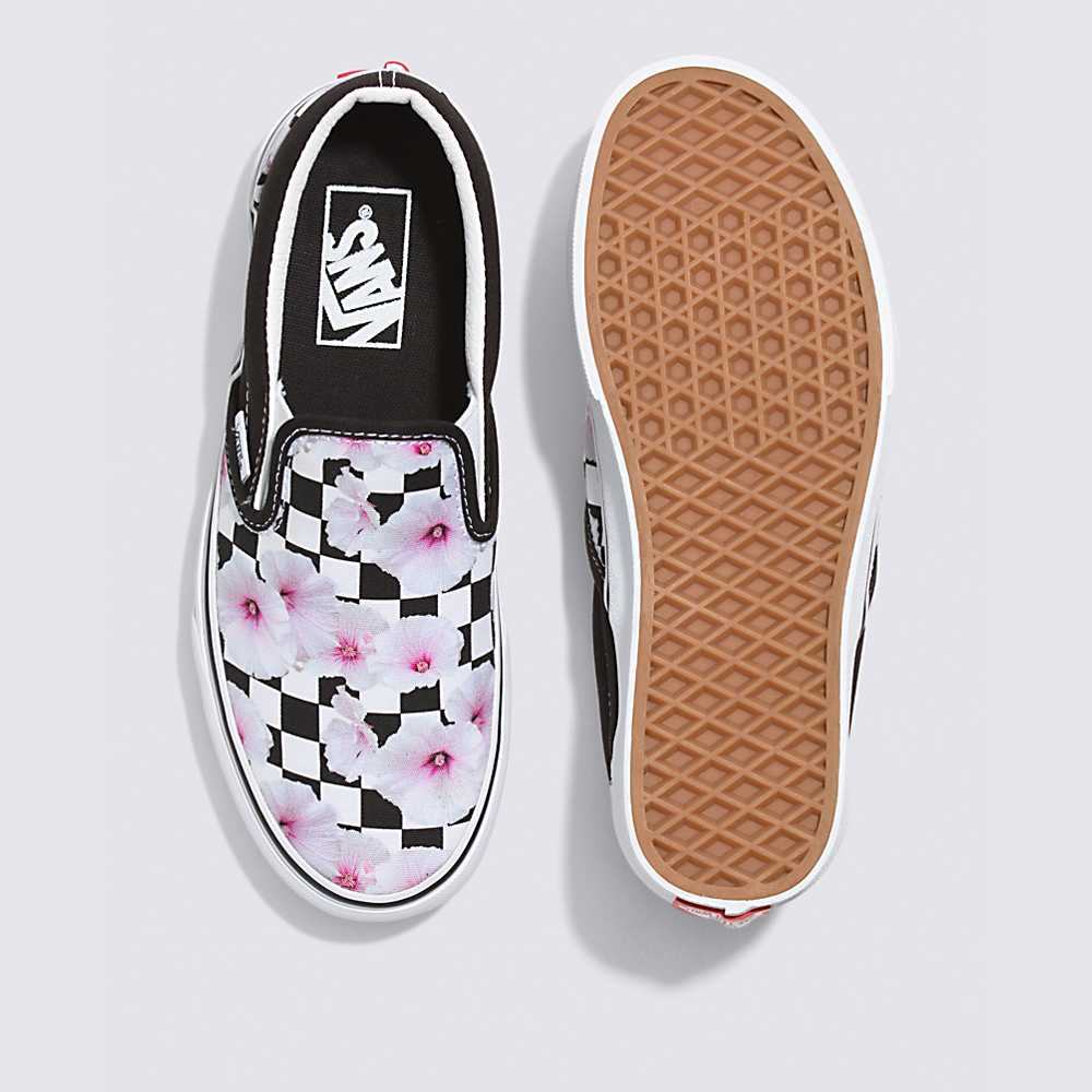 Women's Vans Hibiscus Check Classic Slip-On Sneakers Black | USA95683