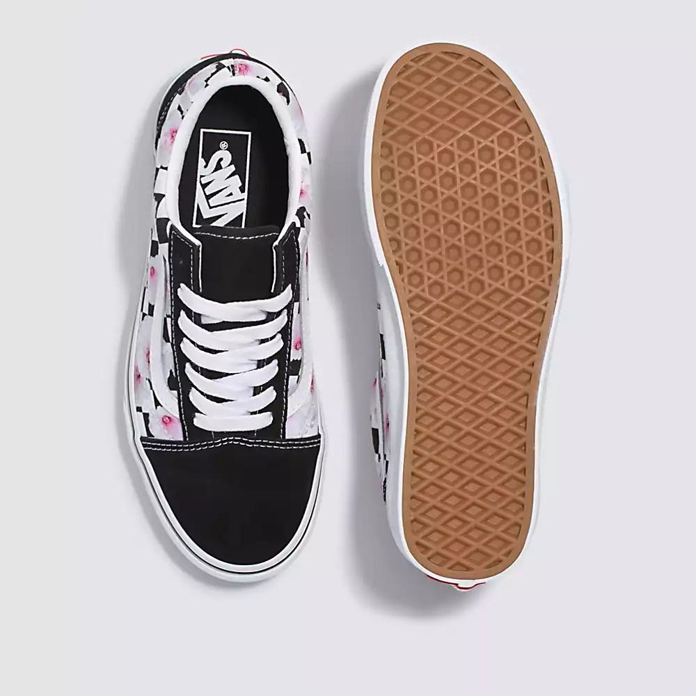 Women's Vans Hibiscus Check Old Skool Sneakers Black | USA25308