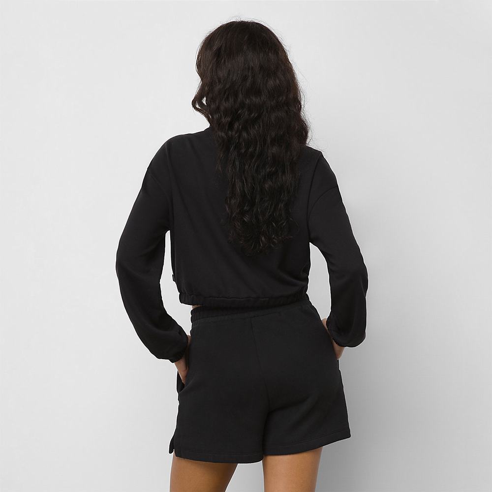 Women's Vans Left Chest Half Zip Sweatshirts Black | USA10824