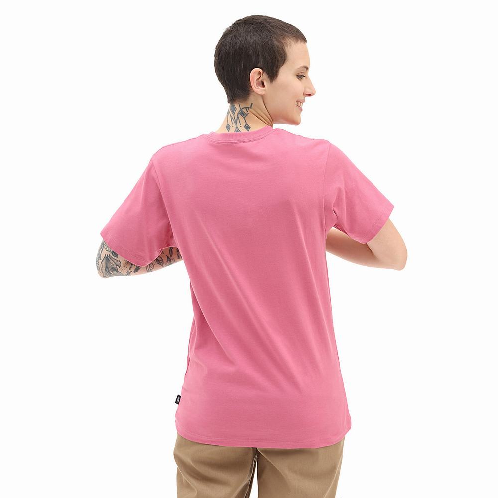 Women's Vans Left Chest Logo T Shirts Pink | USA43859