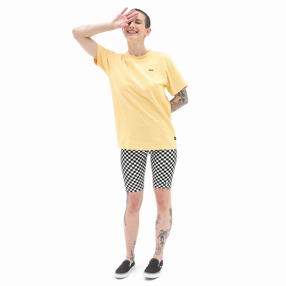 Women's Vans Left Chest Logo T Shirts Yellow | USA24601