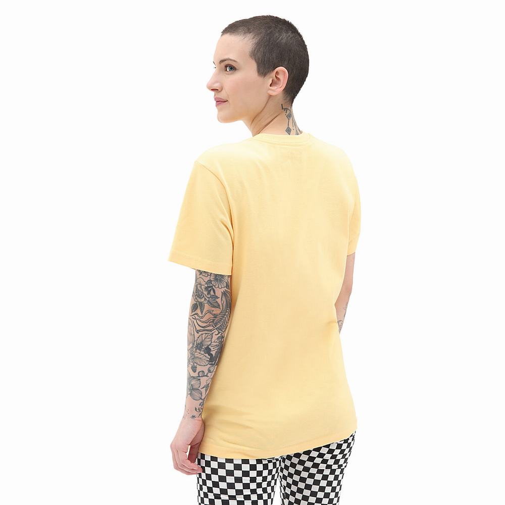 Women's Vans Left Chest Logo T Shirts Yellow | USA24601