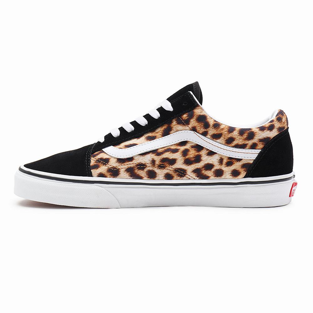 Women's Vans Leopard Old Skool Sneakers Black | USA12864