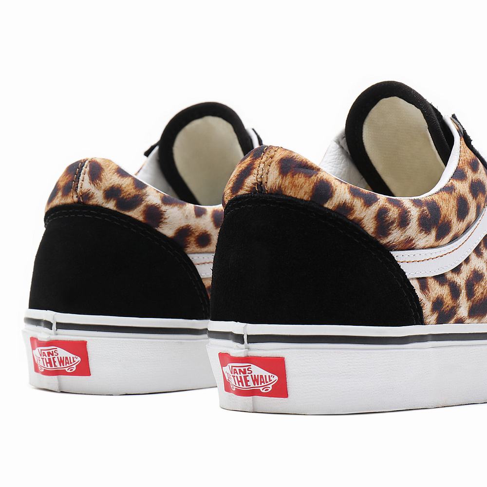 Women's Vans Leopard Old Skool Sneakers Black | USA12864