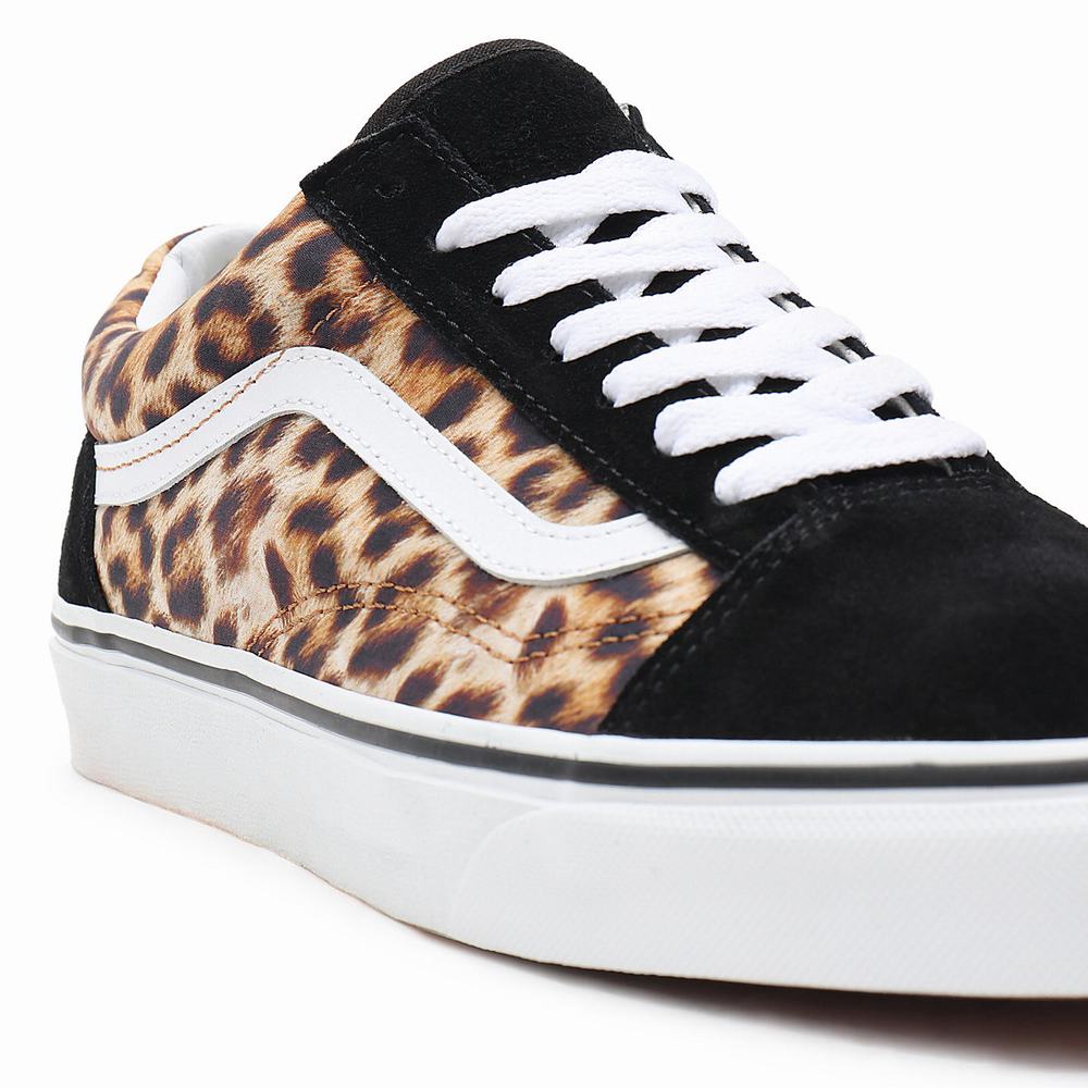 Women's Vans Leopard Old Skool Sneakers Black | USA12864