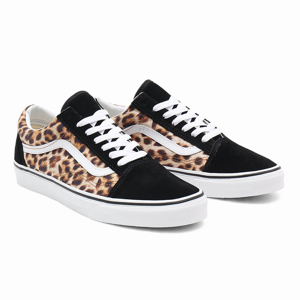 Women\'s Vans Leopard Old Skool Sneakers Black | USA12864