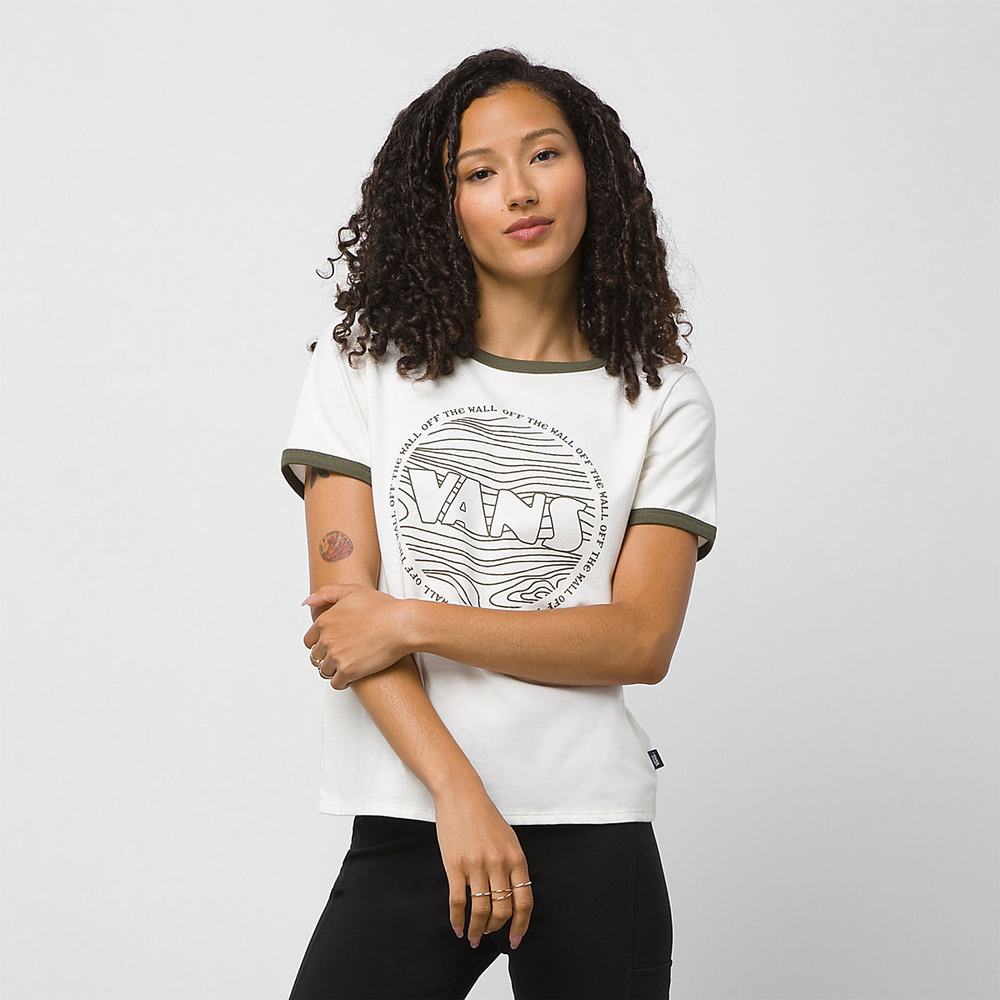 Women's Vans Lizzie Armanto Ringer T Shirts White | USA28615