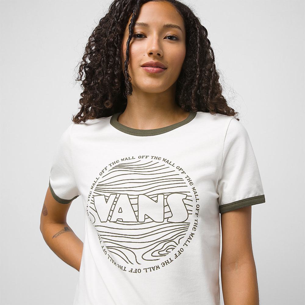 Women's Vans Lizzie Armanto Ringer T Shirts White | USA28615