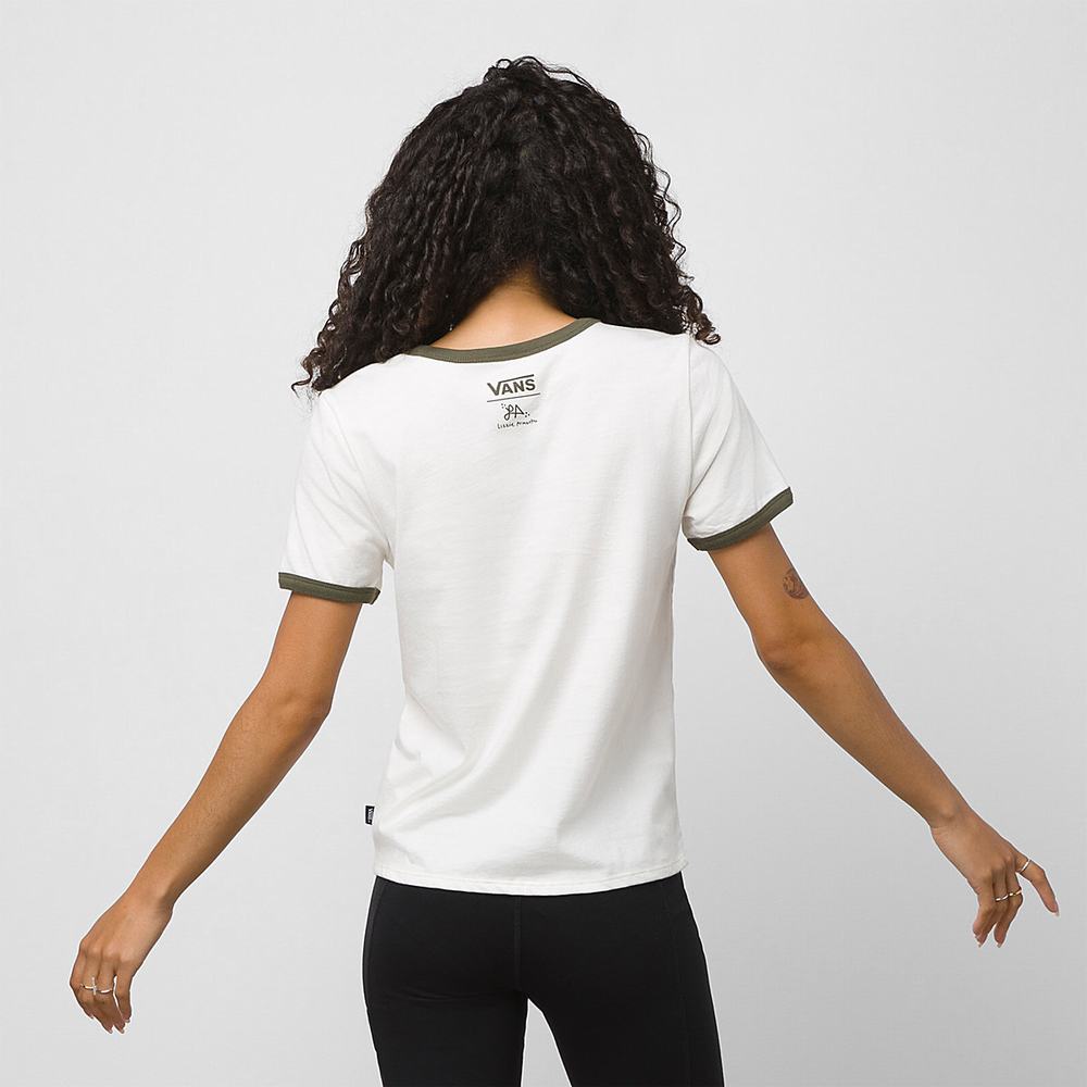 Women's Vans Lizzie Armanto Ringer T Shirts White | USA28615