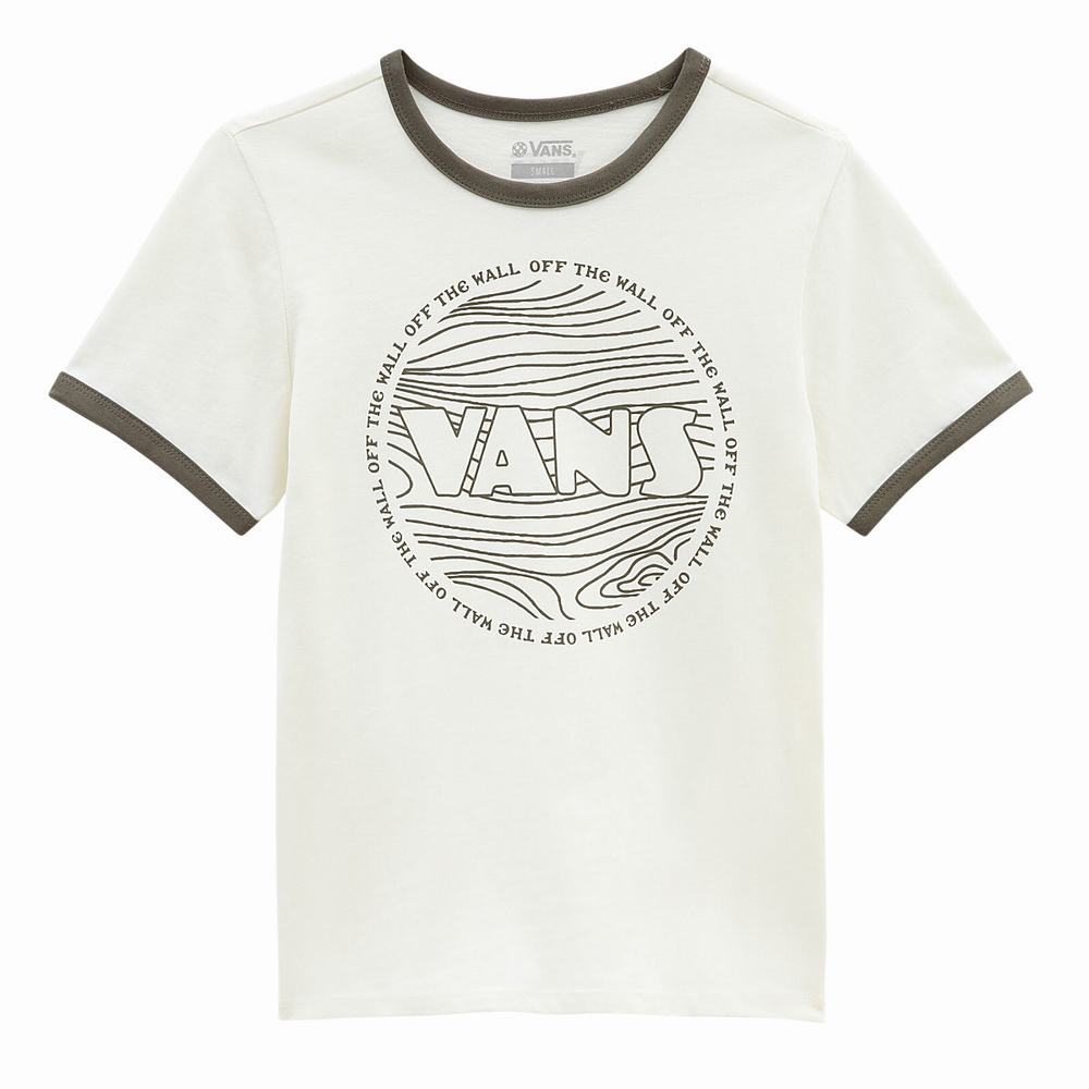 Women's Vans Lizzie Armanto Ringer T Shirts White | USA28615