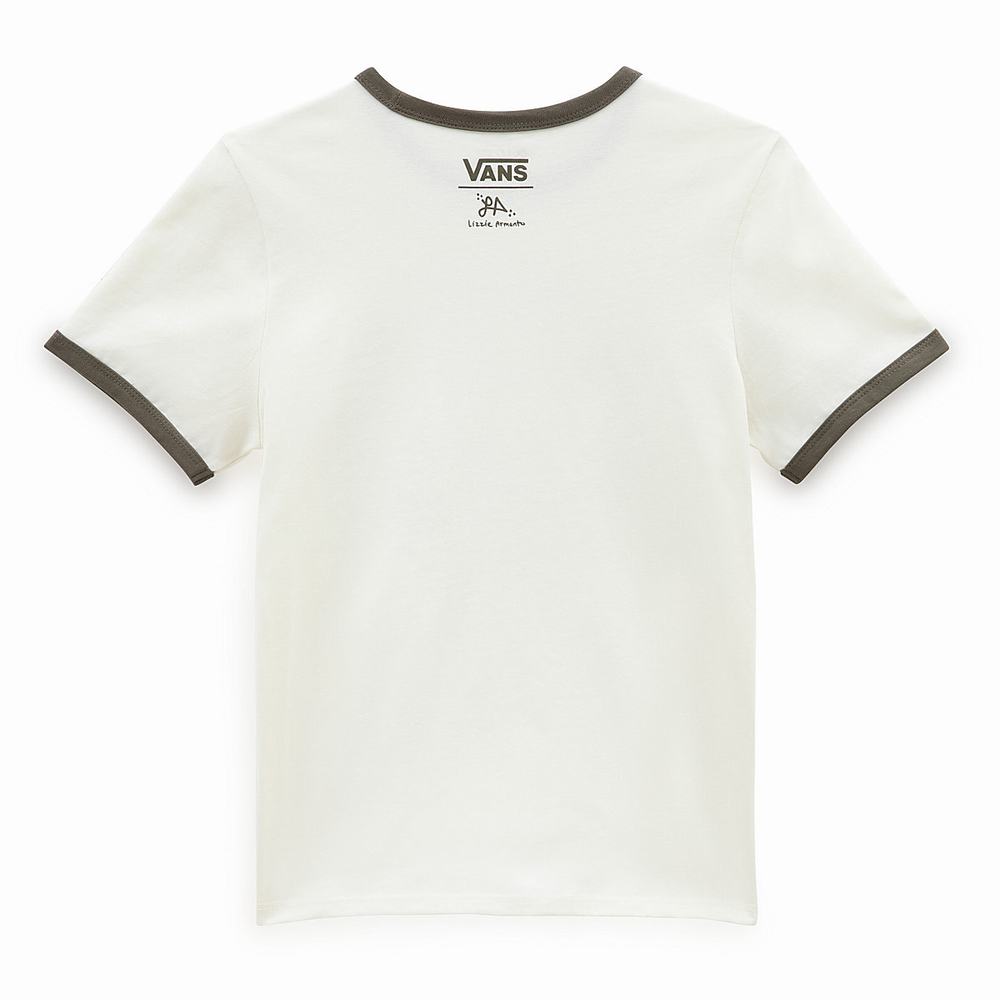 Women's Vans Lizzie Armanto Ringer T Shirts White | USA28615