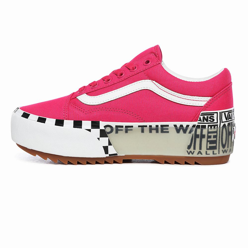 Women's Vans Logo Stack Old Skool Stacked Sneakers Pink | USA74619