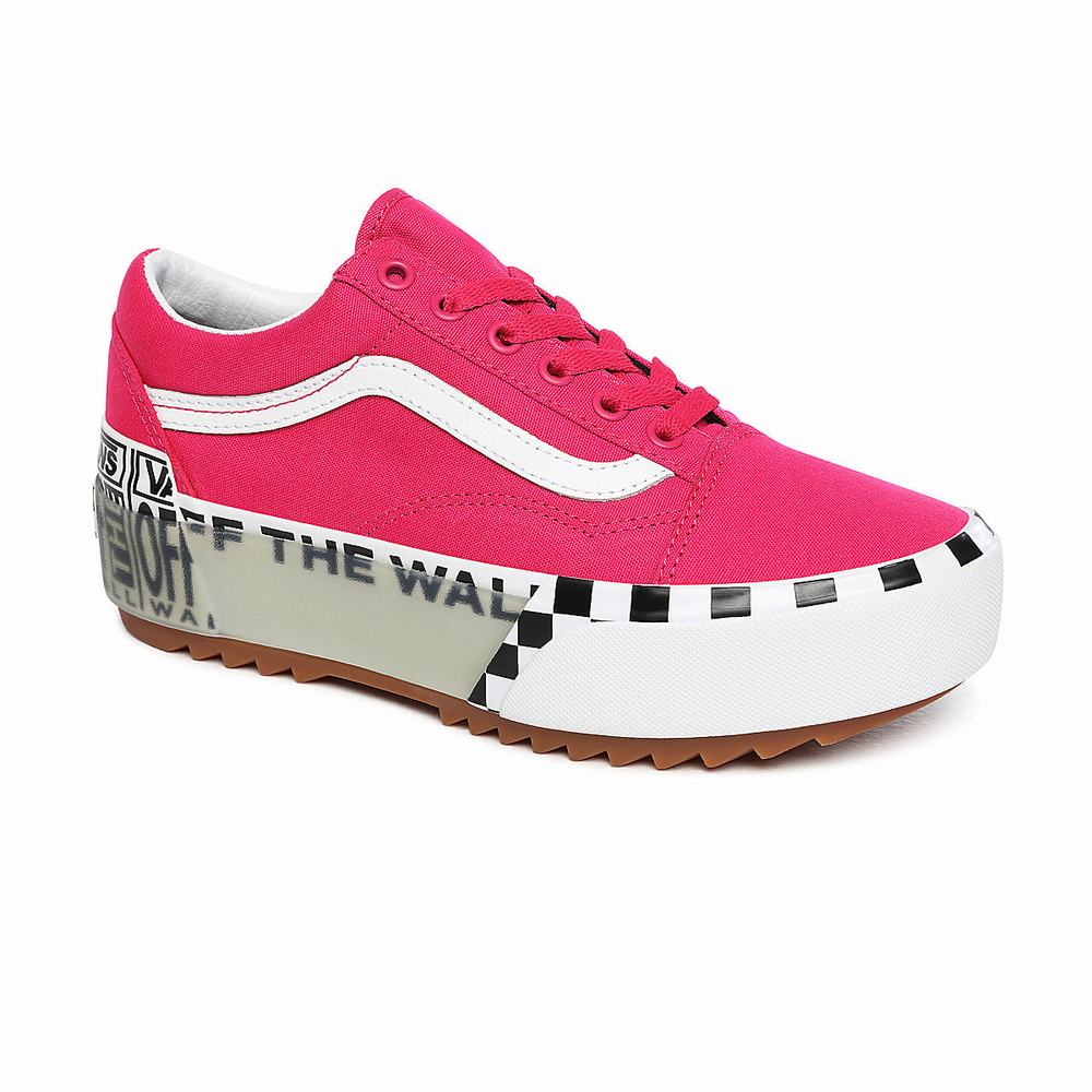 Women's Vans Logo Stack Old Skool Stacked Sneakers Pink | USA74619