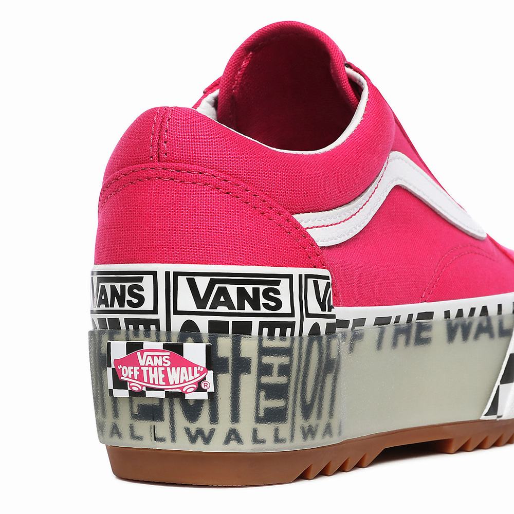 Women's Vans Logo Stack Old Skool Stacked Sneakers Pink | USA74619