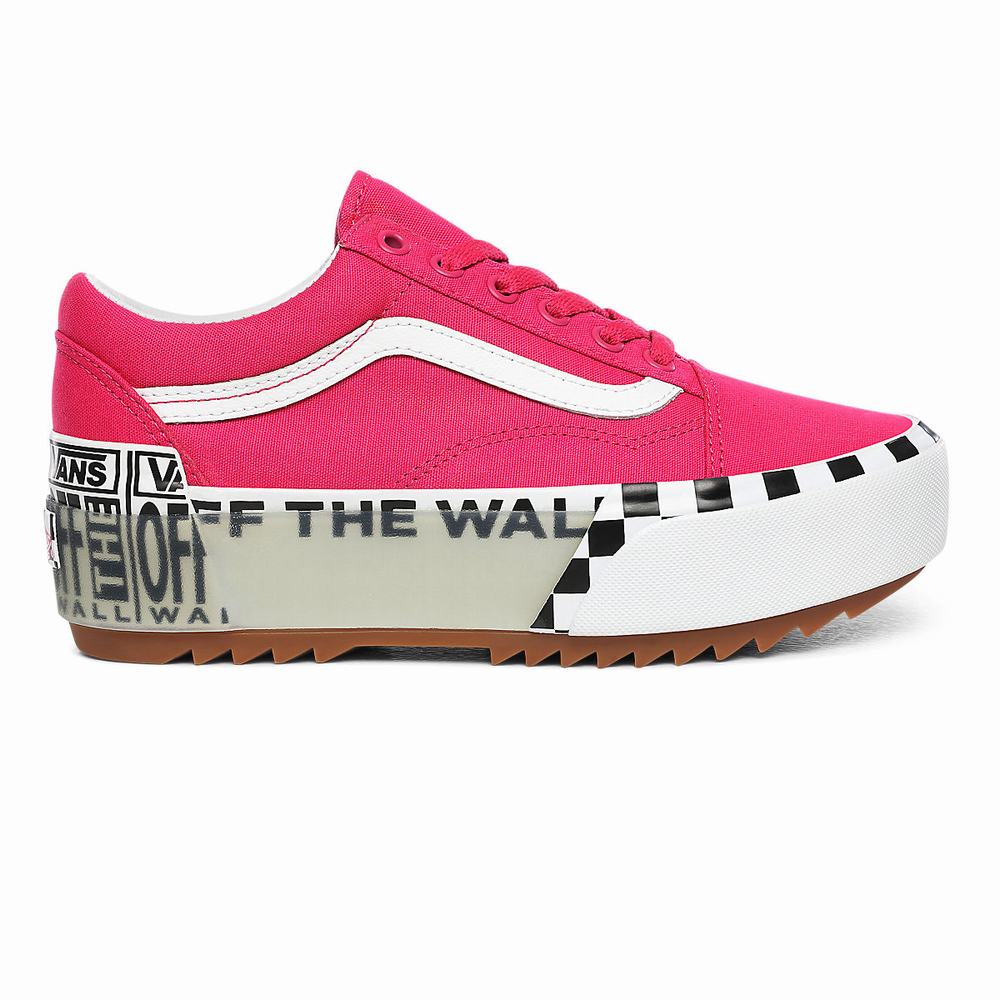 Women\'s Vans Logo Stack Old Skool Stacked Sneakers Pink | USA74619