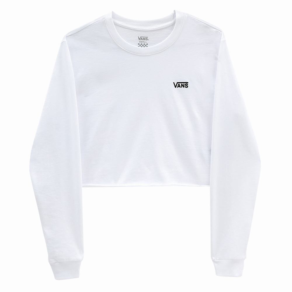 Women's Vans Long Sleeve Cropped T Shirts White | USA53406