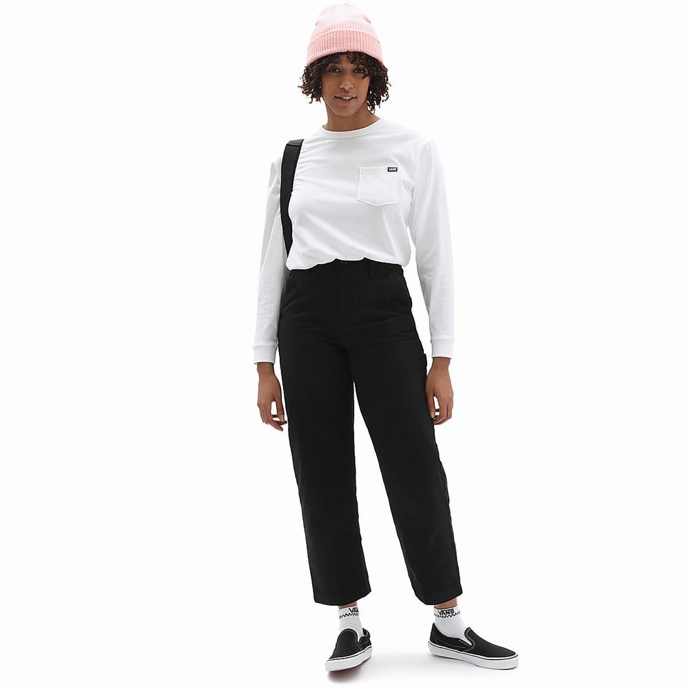 Women's Vans Long Sleeve OTW Pocket T Shirts White | USA43716