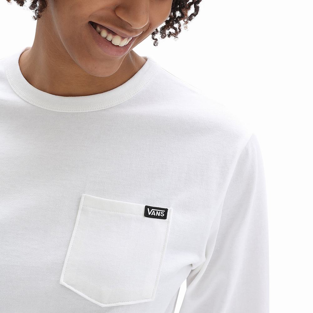 Women's Vans Long Sleeve OTW Pocket T Shirts White | USA43716