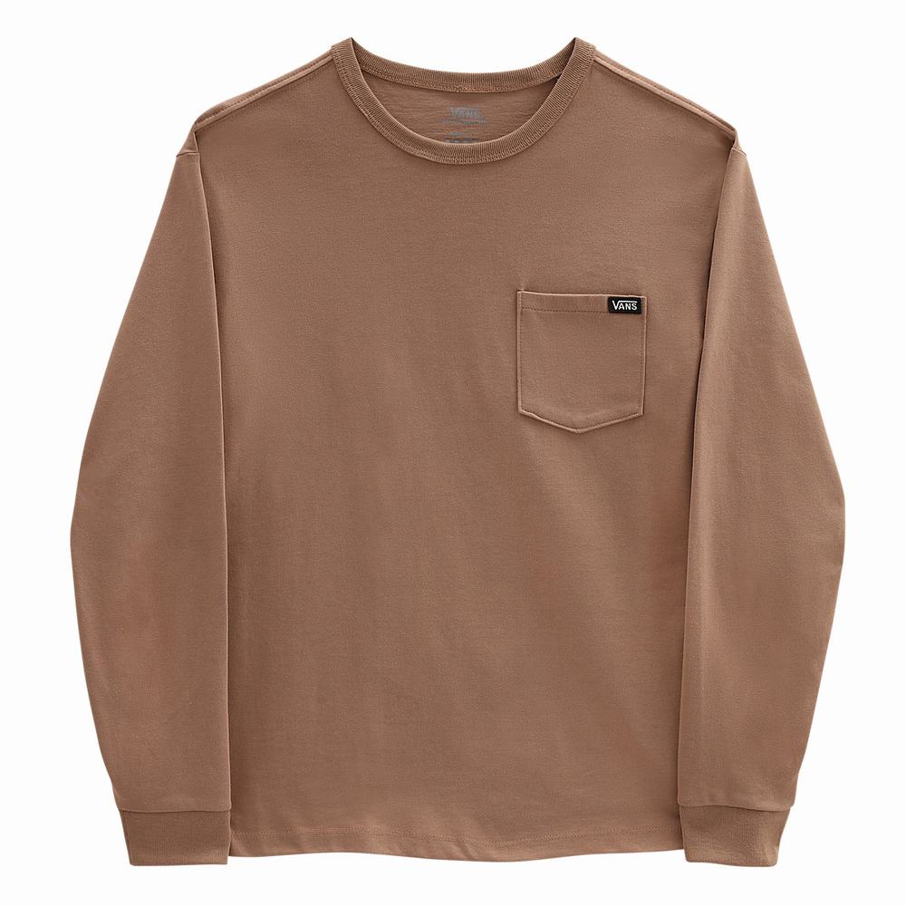 Women's Vans Long Sleeve OTW Pocket T Shirts Beige | USA69712