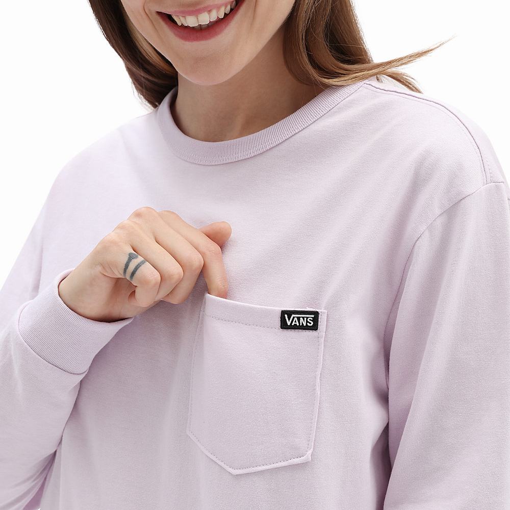 Women's Vans Long Sleeve OTW Pocket T Shirts Pink | USA79085