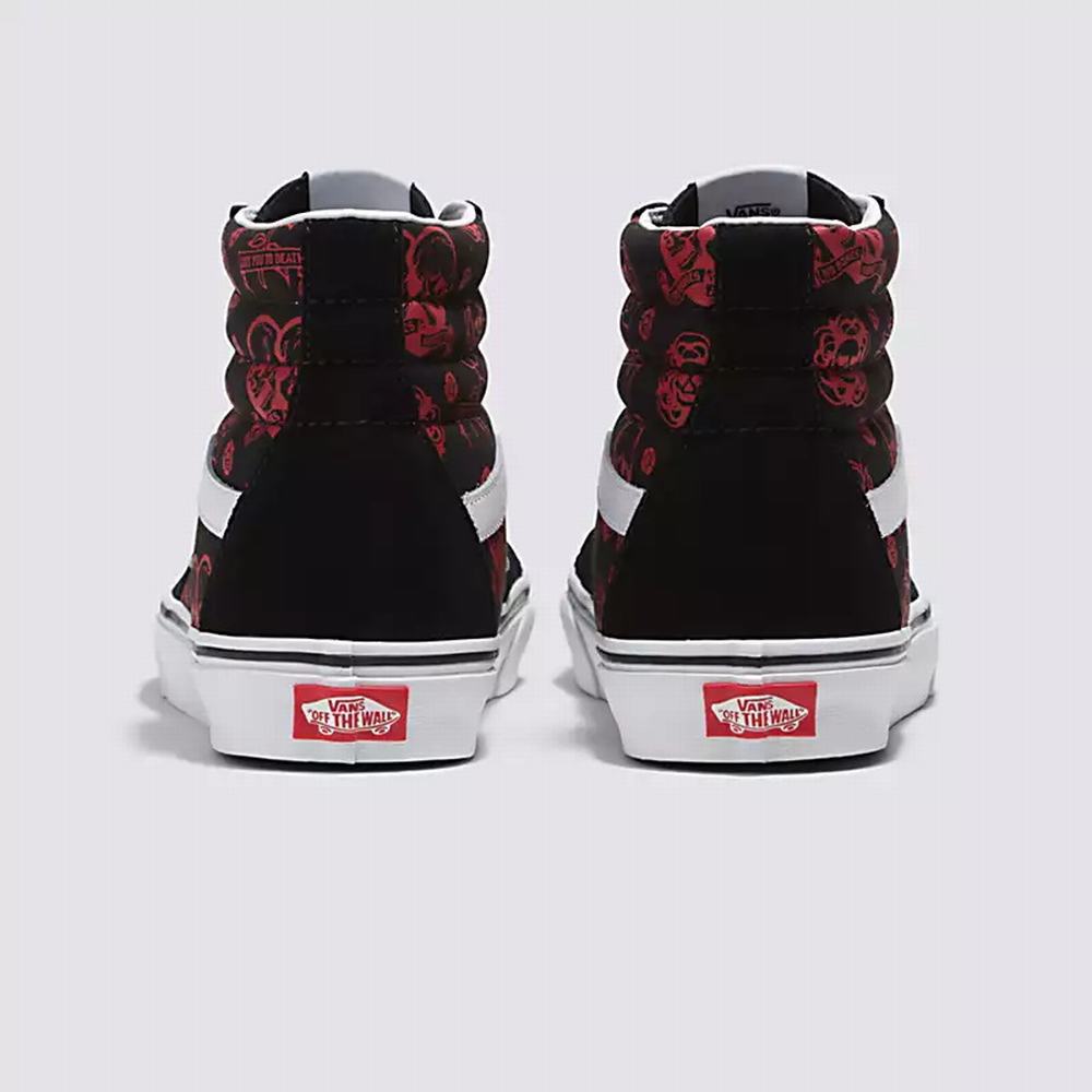 Women's Vans Love You To Death Sk8-Hi Sneakers Black / White | USA59401