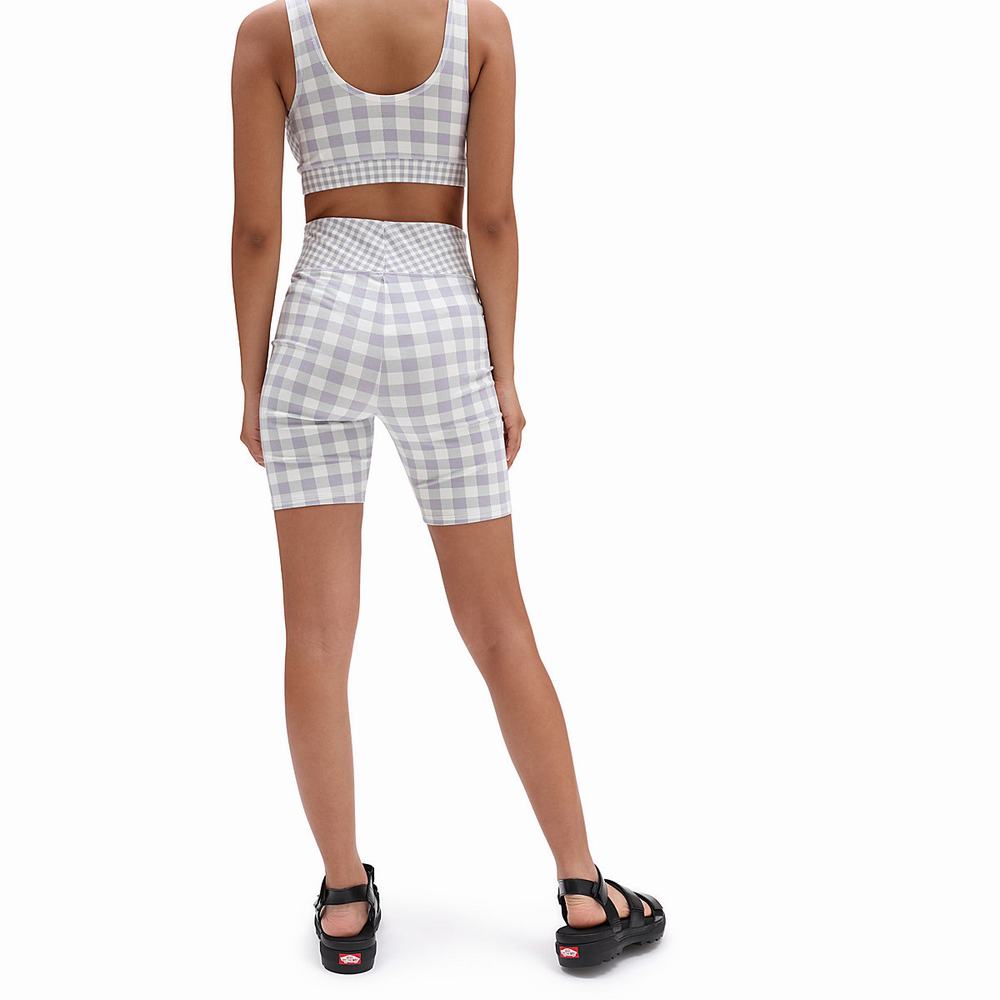 Women's Vans MIXED UP GINGHAM LEGGING SHORT LANGUID LAVENDER Shorts Purple | USA05968