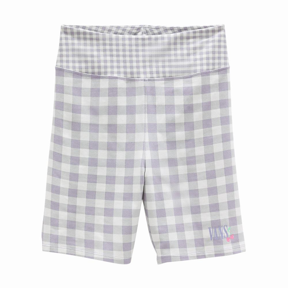 Women's Vans MIXED UP GINGHAM LEGGING SHORT LANGUID LAVENDER Shorts Purple | USA05968