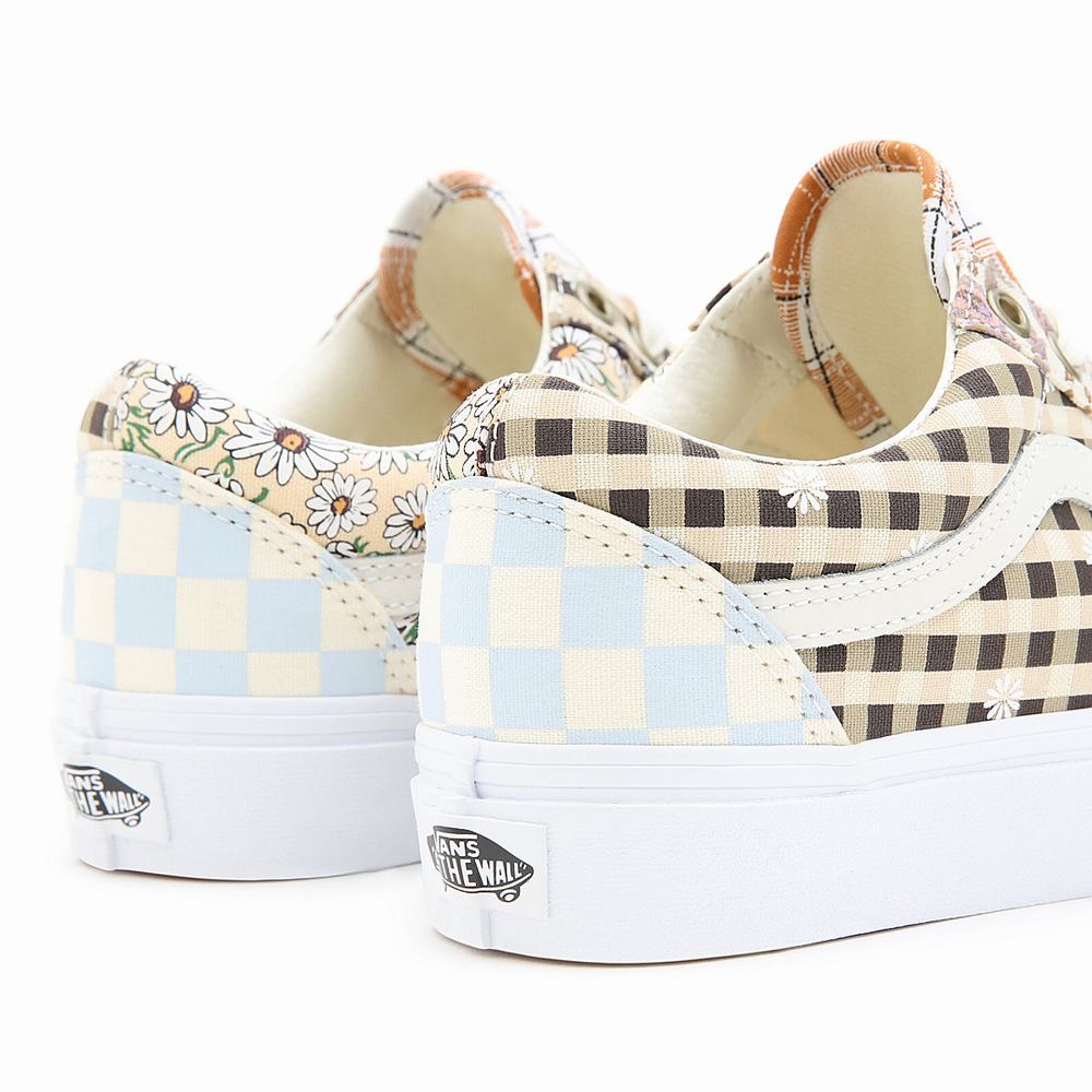 Women's Vans Meadow Patchwork Old Skool Sneakers Multicolor / White | USA69843