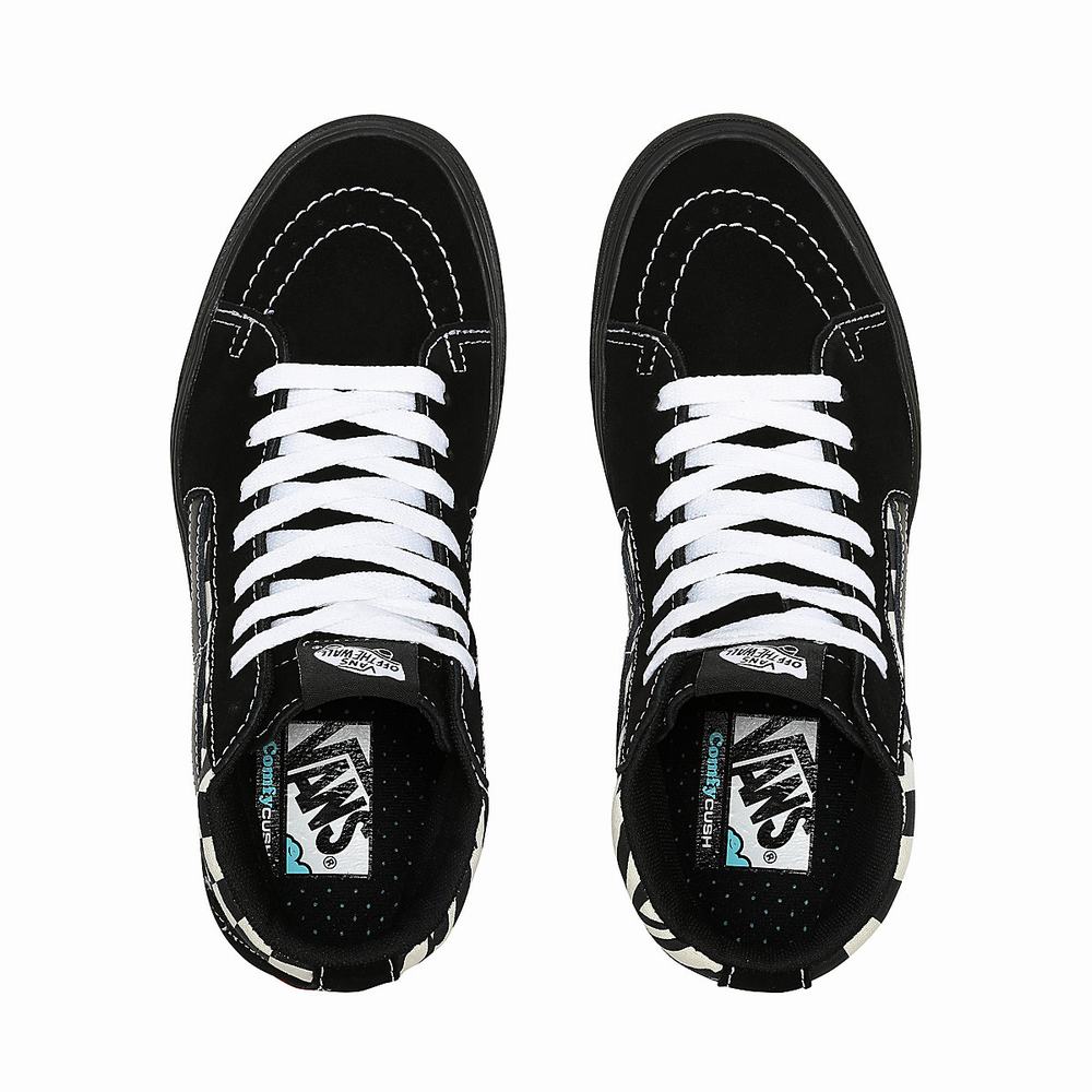 Women's Vans Mixed Media ComfyCush Sk8-Hi Sneakers Black | USA71842