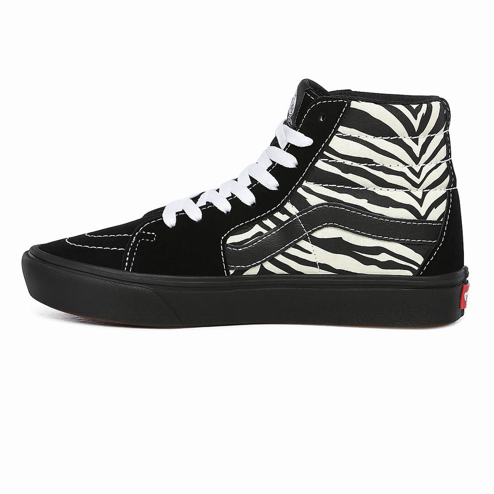 Women's Vans Mixed Media ComfyCush Sk8-Hi Sneakers Black | USA71842