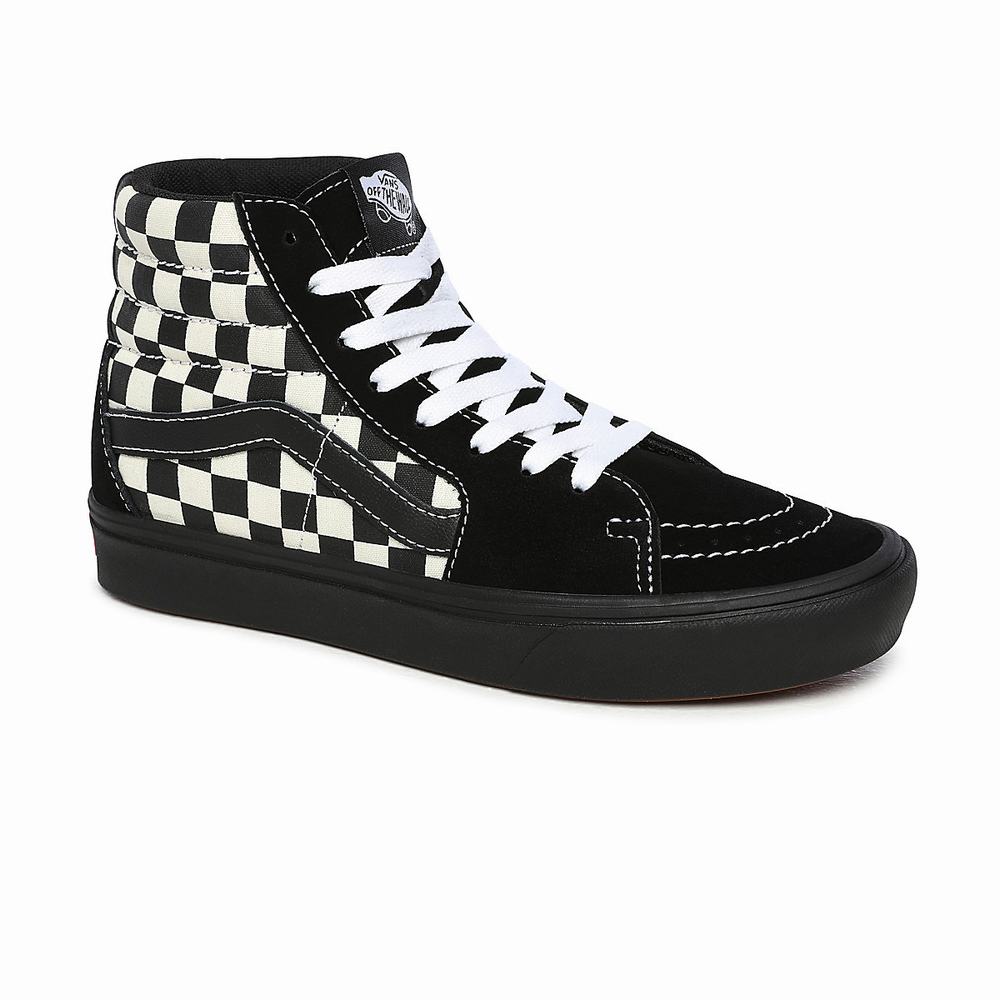 Women's Vans Mixed Media ComfyCush Sk8-Hi Sneakers Black | USA71842